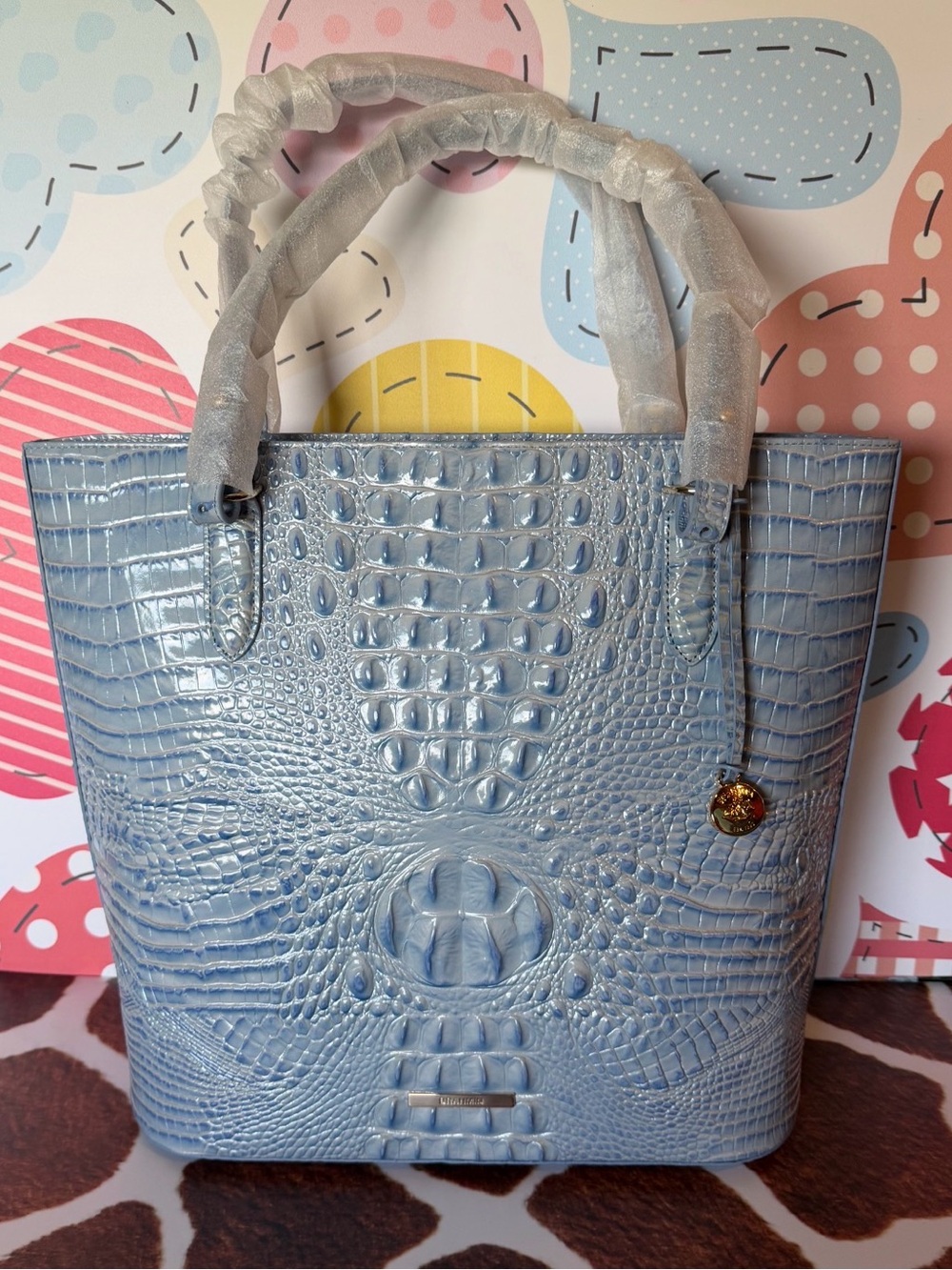 BRAHMIN EZRA HEAVENLY BLUE TOTE NWT PRETTY EYE PLACEMENT - Picture 8 of 12
